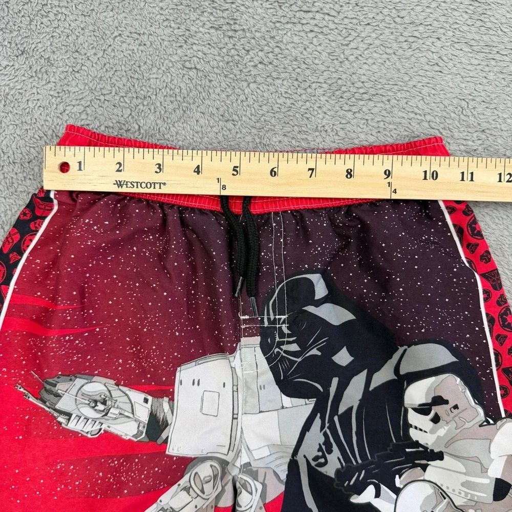 Star Wars Swim Trunks Boys 8 Red Darth Vader Stormtrooper Board Shorts